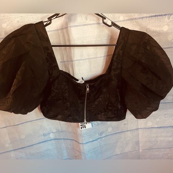 🖤Puff Short Sleeve Organza Cropped Blouse - Future Collective™ Womens Size 14🖤 - Picture 8 of 15
